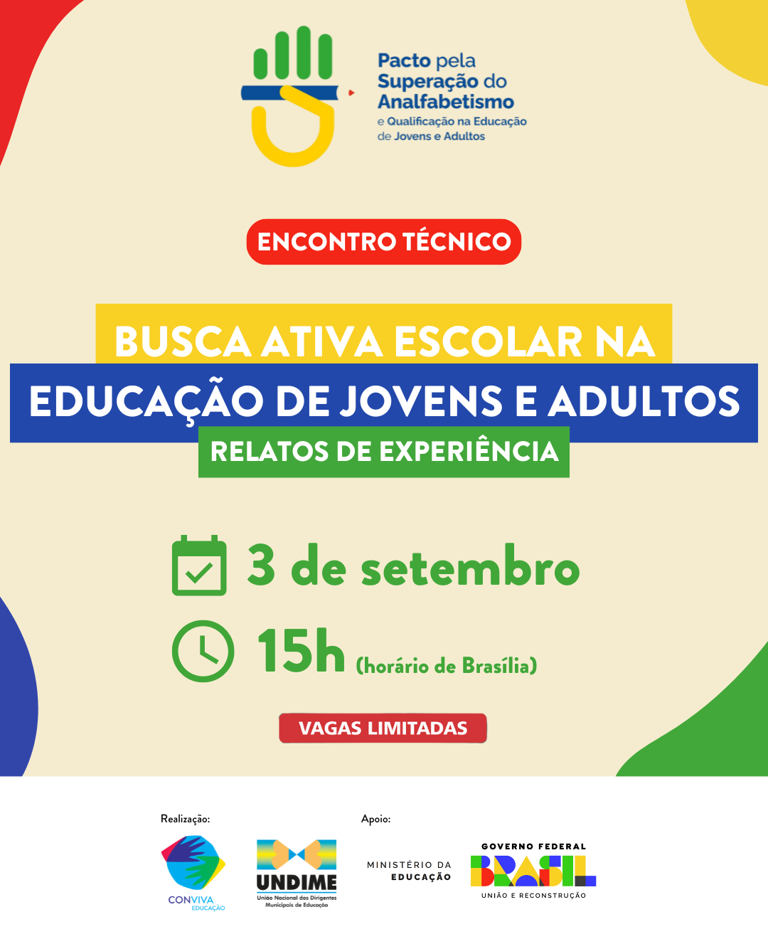 Encontro técnico: relatos de experiência sobre busca ativa escolar na Educação de Jovens e Adultos